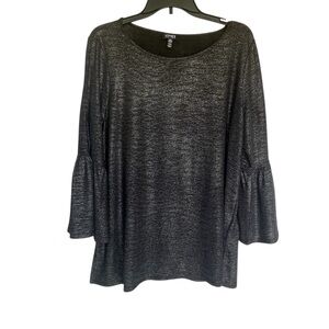 Jones New York Gray 3/4 Sleeve Relaxed Blouse
